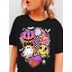 thumbnail image 1 of Girls' Halloween T-Shirt - Cute Cartoon Ghost & Pumpkin Design, Black Short Sleeve Tee, Perfect for outdoor Play, Dance, and Casual Fun, Halloween Shirts, 1 of 6