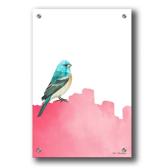 Epic Art 'Bird on Pink' by Seven Trees Design, Acrylic Glass Wall Art, 24"x36"