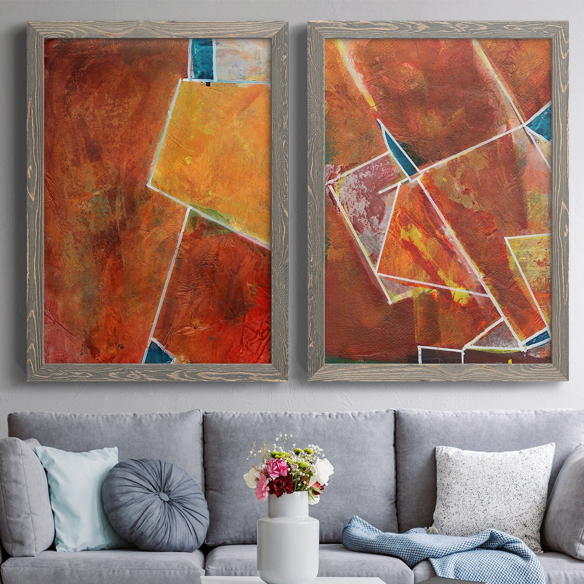 Primary Connection I - Premium Framed Canvas 2 Piece Set - Ready to Hang