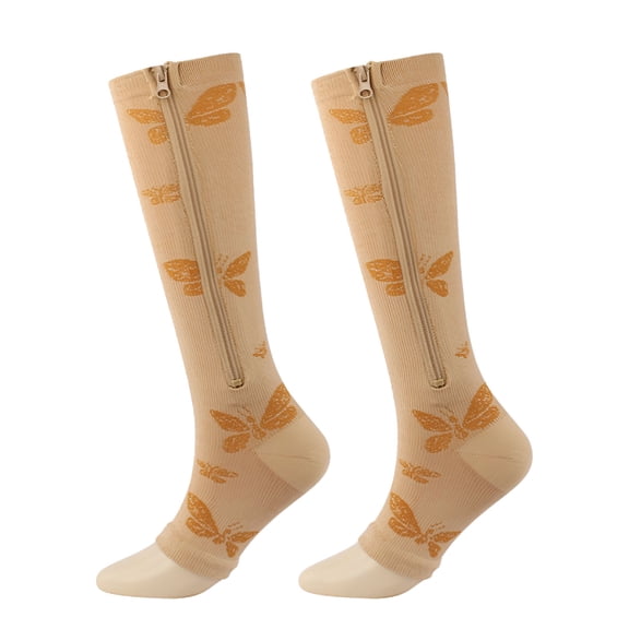 TELOLY Zipper Compression Socks for Women - Open Toe Compression Stockings for Men – Easy to Put on Premium Zippered Toeless Compression Socks for Nurses & Running