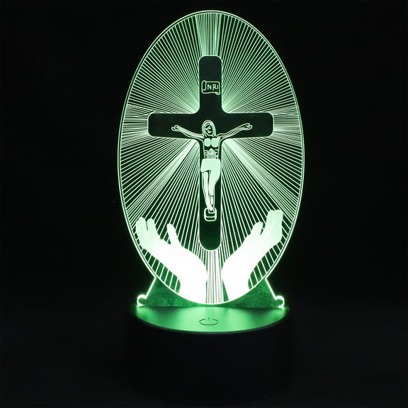 Acrylic Jesus Cross Night Light Desktop Night Lamp 3D Visualization Night Light