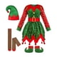 thumbnail image 4 of Vestido de de Navidad para Niñas con Disfraz Navideño Conjunto de Ropa de Fiesta Medias a Rayas y Gorro Material Poliéster Adecuado para 915 cm, 4 of 6
