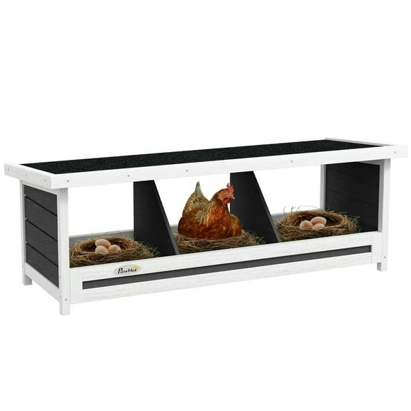 Spaco Wood Nesting Boxes Chicken Coop Accessories for Up to 3 Chickens, Chicken House with Asphalt Roof, Gray