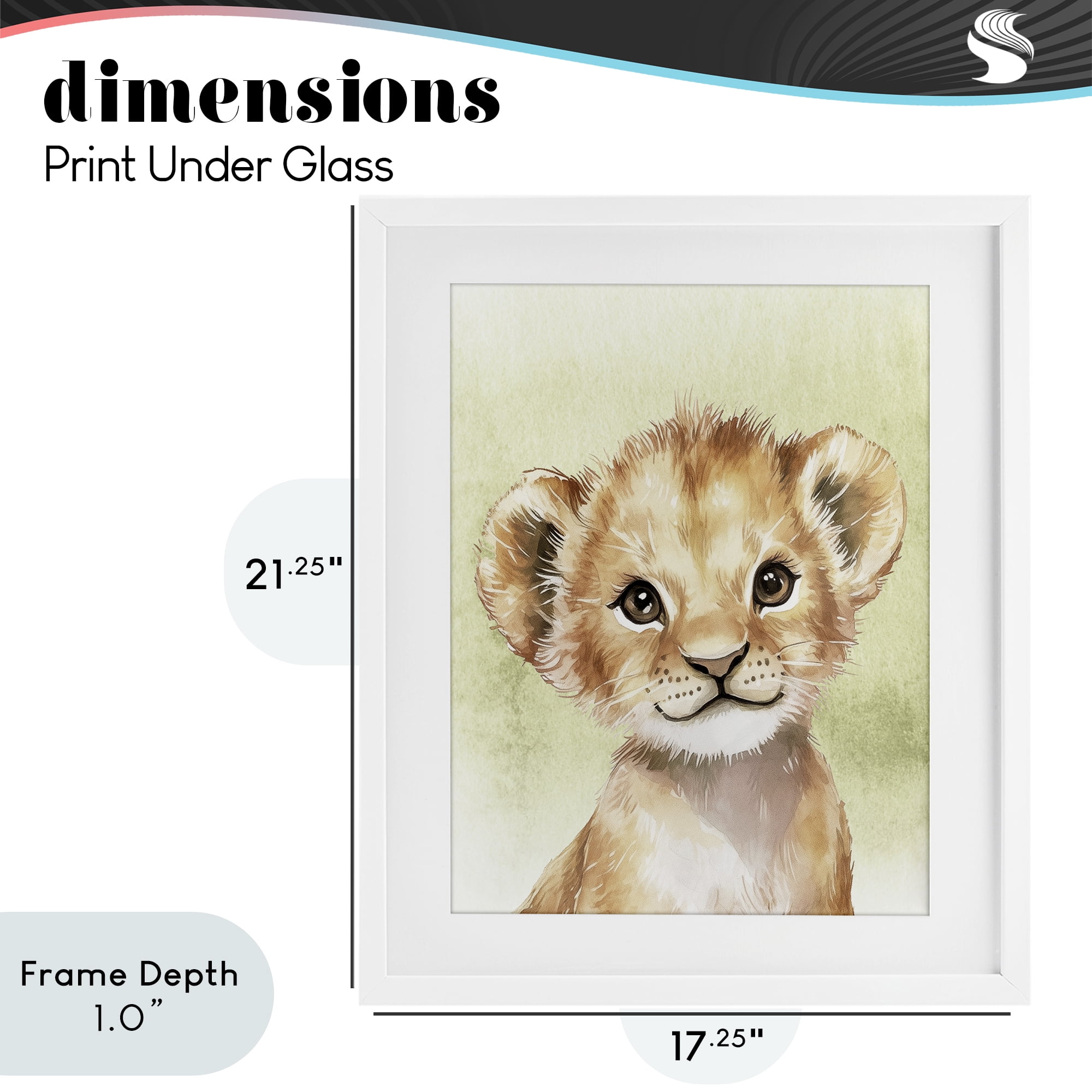 Stupell Industries Jungle Friends Baby Lion White Framed Print Under Glass, design by Christine Simpson Art