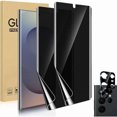 thumbnail image 1 of ccwmincc (2+1) Pack for Samsung Galaxy S25 Ultra Privacy Screen Protector, 2 Pack Matte Privacy Screen TPU Film with 1 Pack Camera Lens Protector [Support Fingerprint Unlock] for Samsung S25 Ultra 5G, 1 of 1