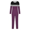 thumbnail image 5 of Womens Two Piece Outfits Long Sleeve Color Block Tops Long Pants With Drawstring Tracksuit Jogger Sets, 5 of 5