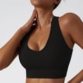 thumbnail image 3 of Sujetador deportivo con escote en U, push up, transpirable, sin costuras, que absorbe el sudor, resistente a los impactos, parte superior atlética, negro M, 3 of 6