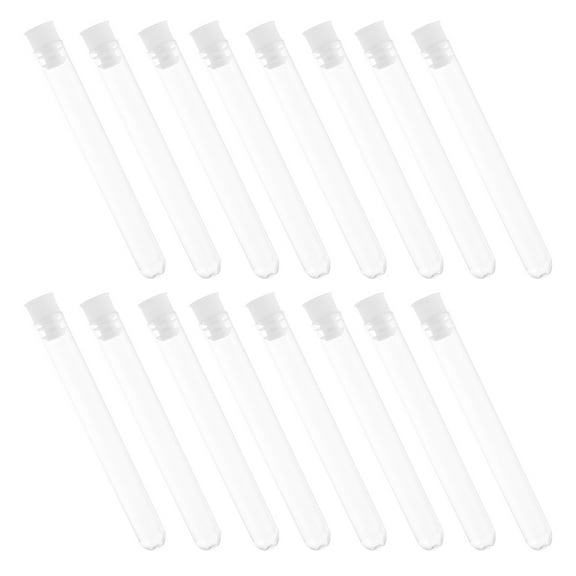 FONDOTIN Clear Plastic Laboratory Test Tubes with Lids, Transparent, 50 Pieces for Science Experiments and Sample Storage