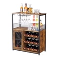 thumbnail image 4 of 27"W Wine Bar Cabinet with LED Light, Freestanding Liquor Cabinet with Wine Rack&Storage Shelf, Kitchen Sideboard Buffet Sideboard with Buffet Mesh Door for Living Room,Dining Room, 4 of 9