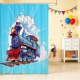 thumbnail image 2 of Erosebridal Train Shower Curtain 72Wx72L, Steam Engine Bathroom Curtain, Blue Cartoon, 2 of 5
