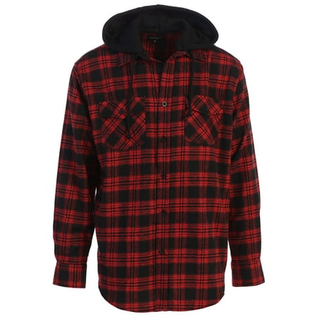 Gioberti Men's Hooded Plaid Flannel Button Down (Best Stitch For Flannel)