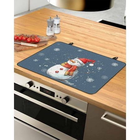 

Blue Grey Snowman Christmas Stove Top Covers for Electric Stove Heat Insulation Fireproof Glass Cooktop Cover Counter Top Glass Stove Cover for Prevent Scratches 29 x21 Xmas Snowflake Watercolor