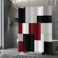 thumbnail image 3 of Burgundy Geometric Shower Curtain, Burgundy Grey Black Geometric Shower Curtain Contemporary Bathroom Curtain Bathtub Home Decor Waterproof Fabric Machine Washable with 12 Hooks, 3 of 6