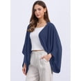 thumbnail image 4 of DARING DIVA Women's Linen Cardigan 3/4 Sleeve Open Front Lightweight Shrug M Dark Blue, 4 of 8
