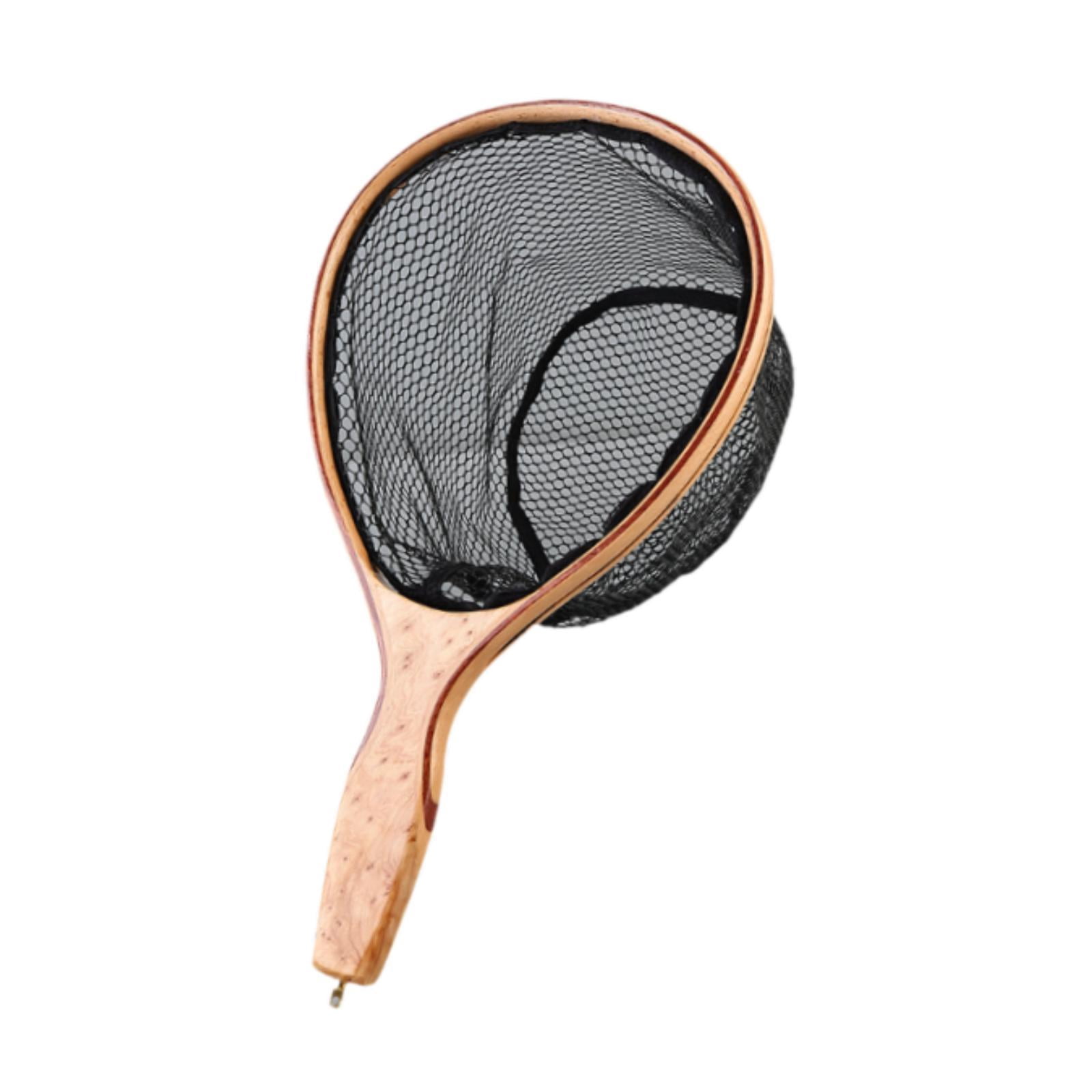 MAGIDEAL Fishing Landing Net Fish Catching Net Gift Portable Adults Supplies Wood Handle Fishing Mesh Net for Outdoor Kayak Freshwater