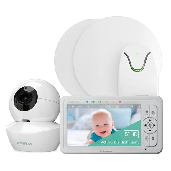 Babysense True Sleep HD Video Baby Monitor con cámara y audio y monitor de movimiento de respiración del sueño del bebé, sin WiFi, no portátil, monitor sin contacto con 2 sensores debajo del colchón,