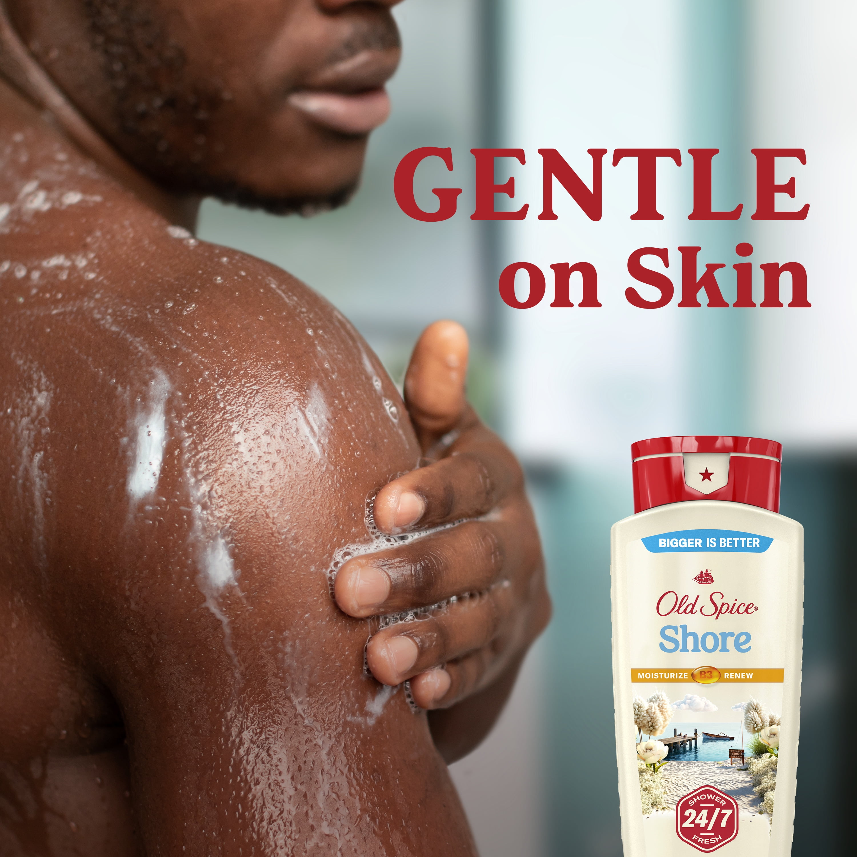 Old Spice Men's Body Wash for Men, Shore Scent, 24/7 Shower Fresh, 18 oz