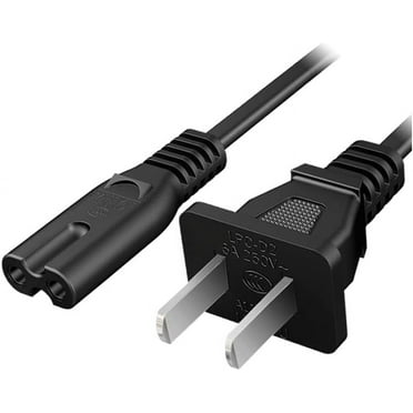 5FT 2 Prong Figure 8 C8 Power Cord 2-Slot Non-Polarized for TV PS4 PS5 Monitor Printers