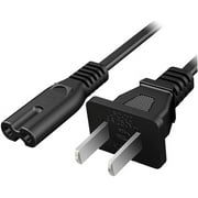 5FT 2 Prong Figure 8 C8 Power Cord 2-Slot Non-Polarized for TV PS4 PS5 Monitor Printers