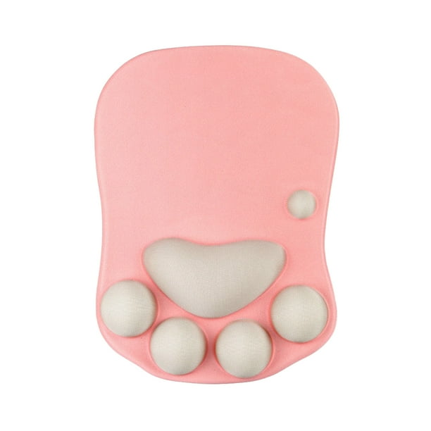 Methold Alfombrilla para ratón con diseño de pata de gato, única, bonita y elegante, con protección para la muñeca y soporte para muñeca Juegos de teclado y mouse para computadora DS-015 rosa gris