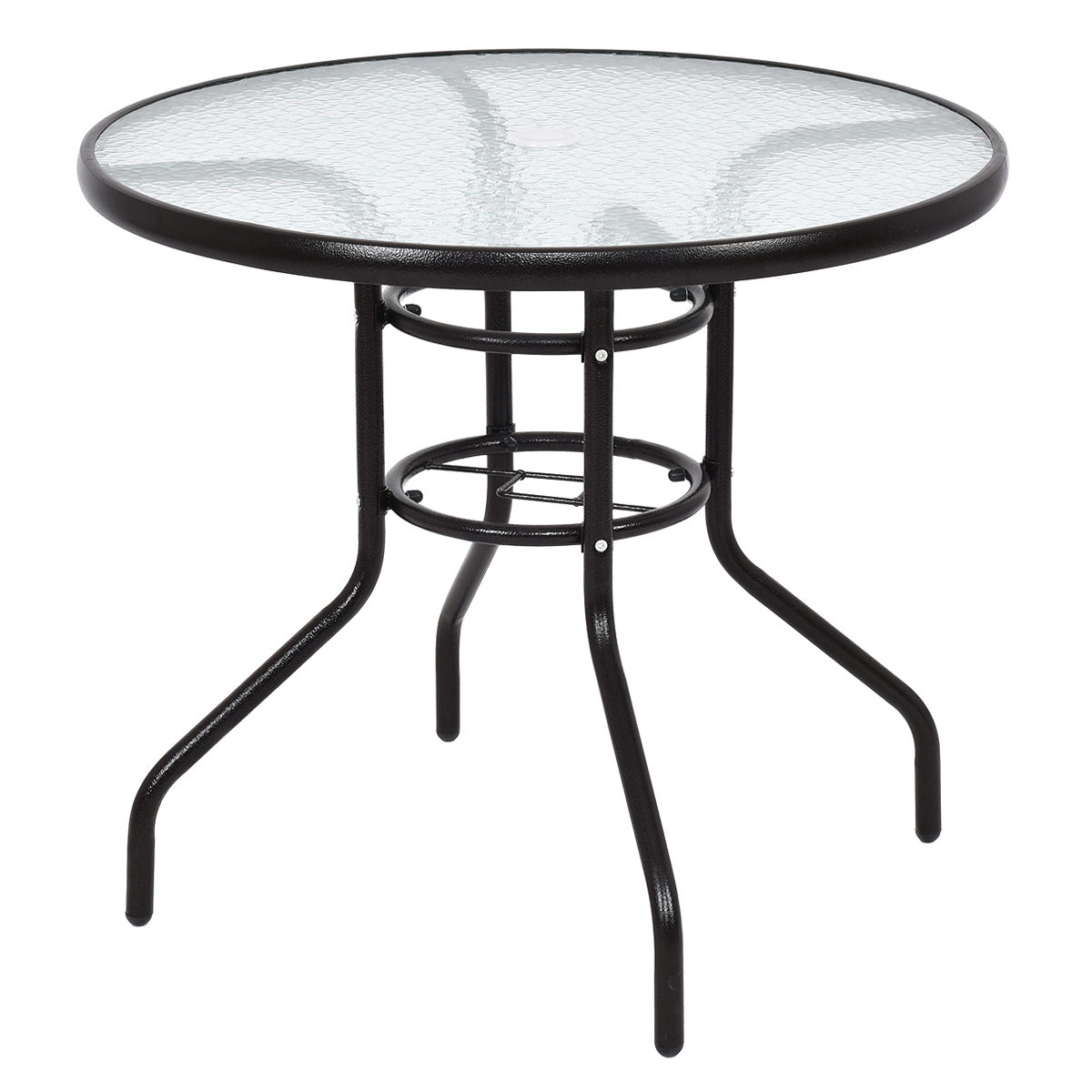 Topbuy Patio Round Table Patio Furniture Steel Frame Dining Table w