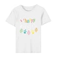 thumbnail image 5 of HOMBOM Crew Neck Cute Easter Tops for Women White Short Sleeve Easter Letter Print T-shirt Trendy Tops for Women Clearance XXL, 5 of 7