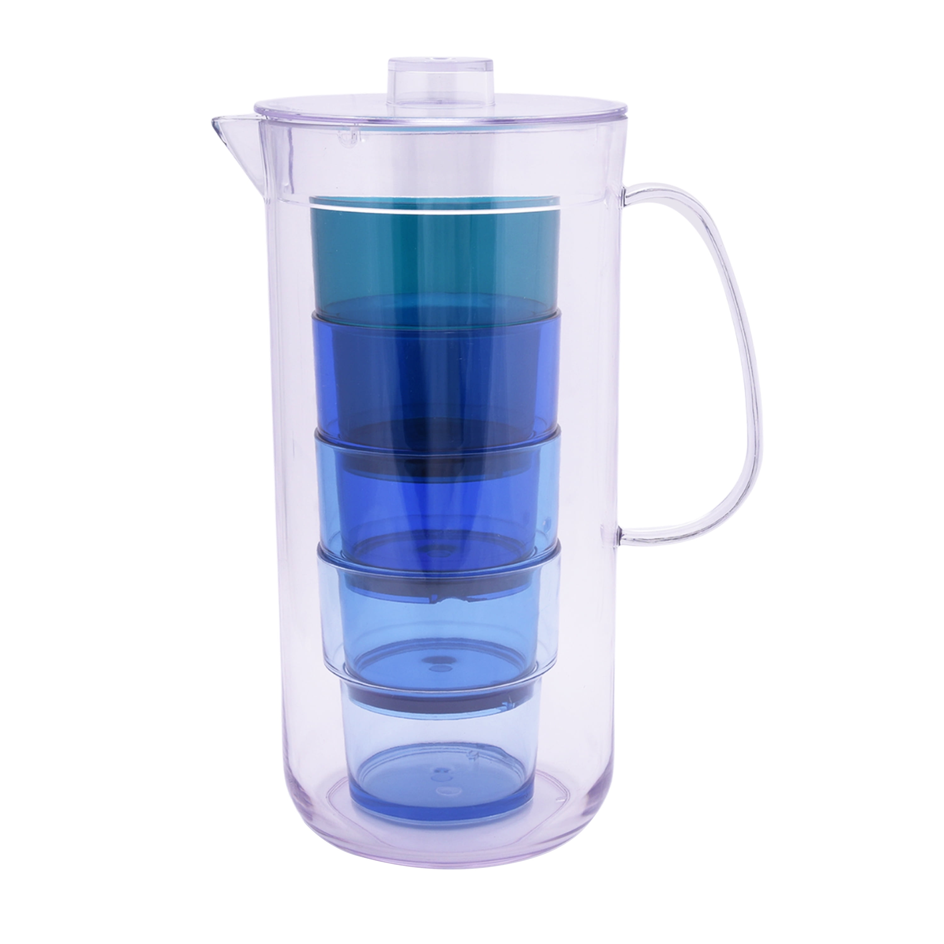 Details about   Sterilite 0488 One-Gallon Round Pitcher Clear Base with Blue-Atoll Teal Lid and 
