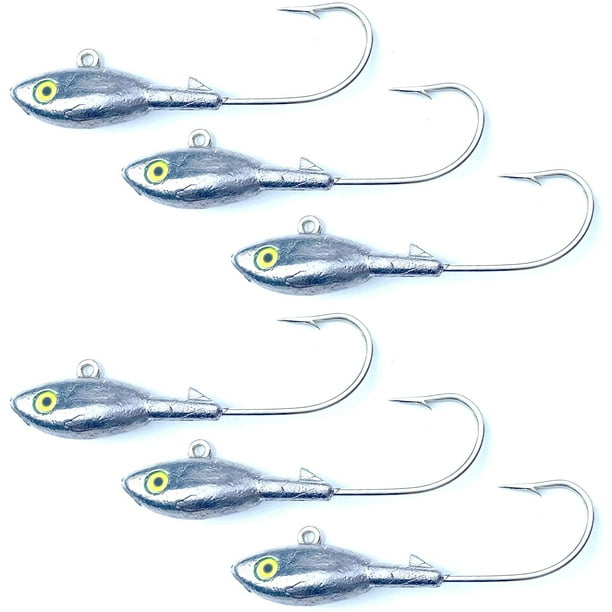 Stellar Silver 3/4 Ounce Fish Jig Head (6 Pack) with Double Eye Head