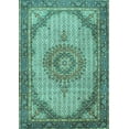 thumbnail image 1 of Ahgly Company Machine Washable Indoor Rectangle Medallion Turquoise Blue Traditional Area Rugs, 7' x 10', 1 of 4