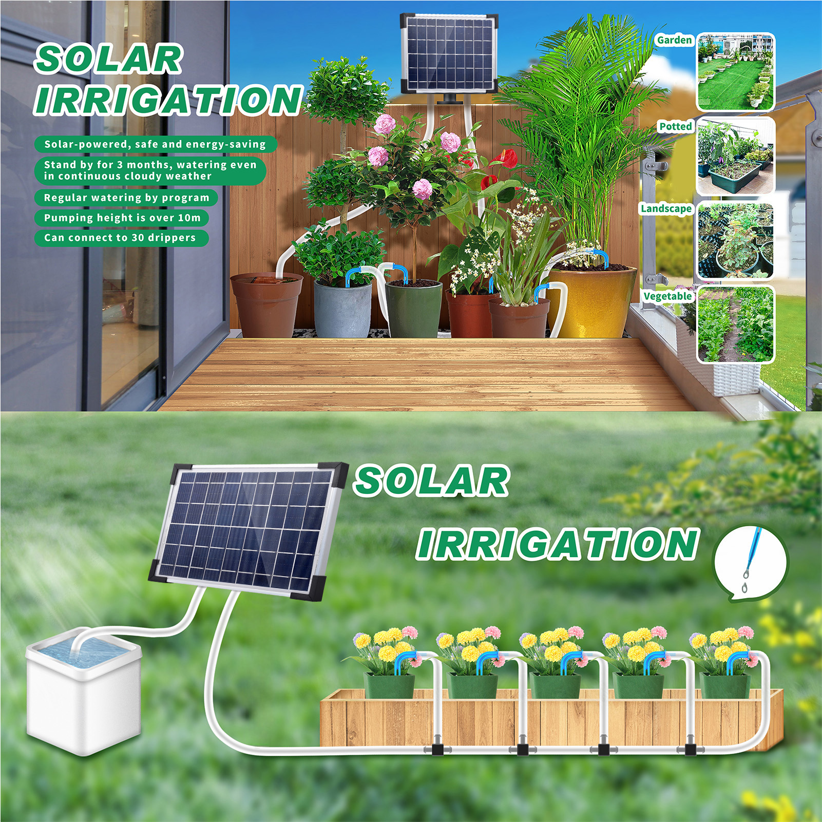 irrigation system Auto Solar Auto Drip Irrigation System Solar Powered Drip Irrigation Kit Built-in 2200mAh Battery Supported 30 Pots 7 Timer Modes IP65 Waterproof Self Watering DIY Irrigation Set