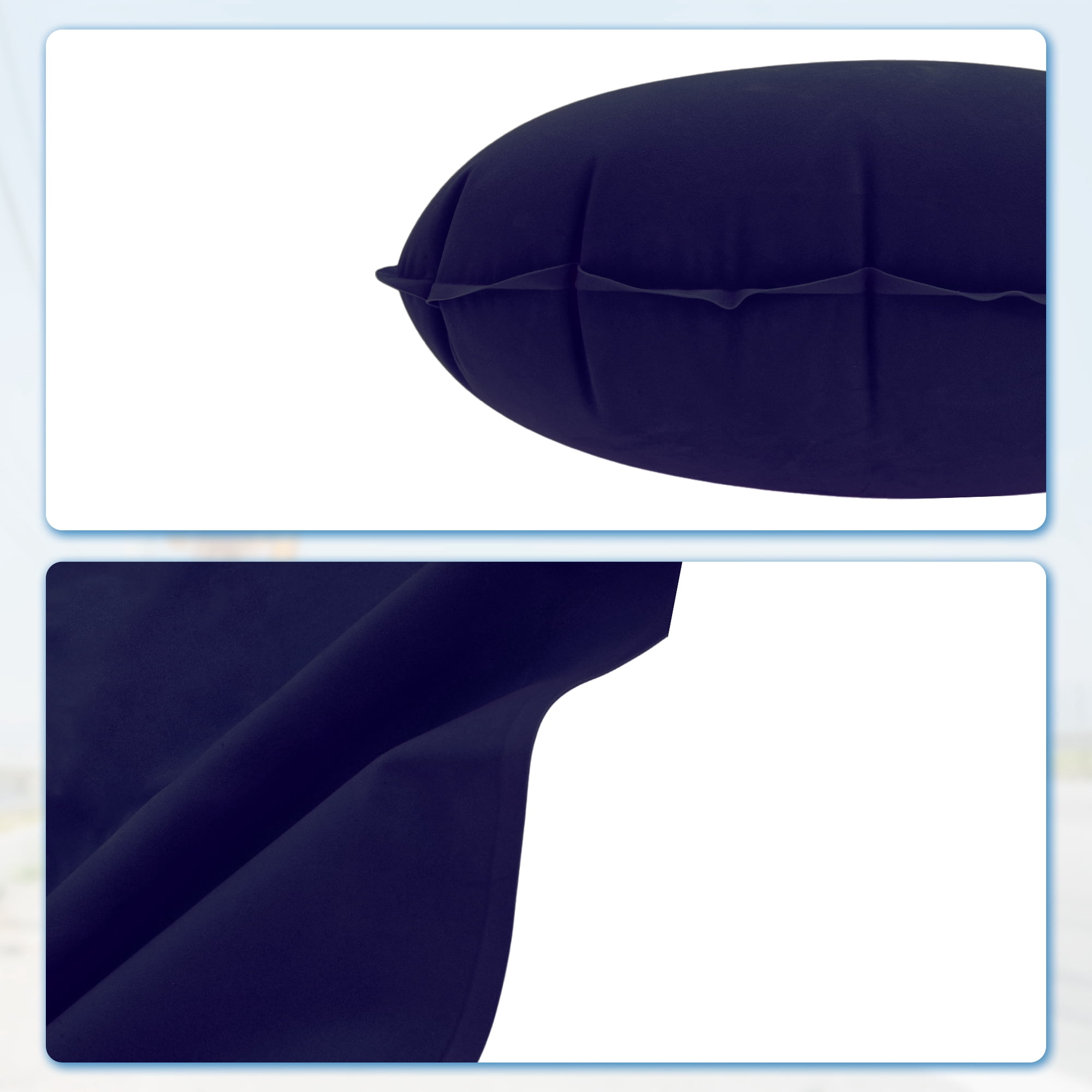 Unique Bargains Travel Pillow Press to Inflate Neck Pillow Deep Blue 19.29"x12.6"