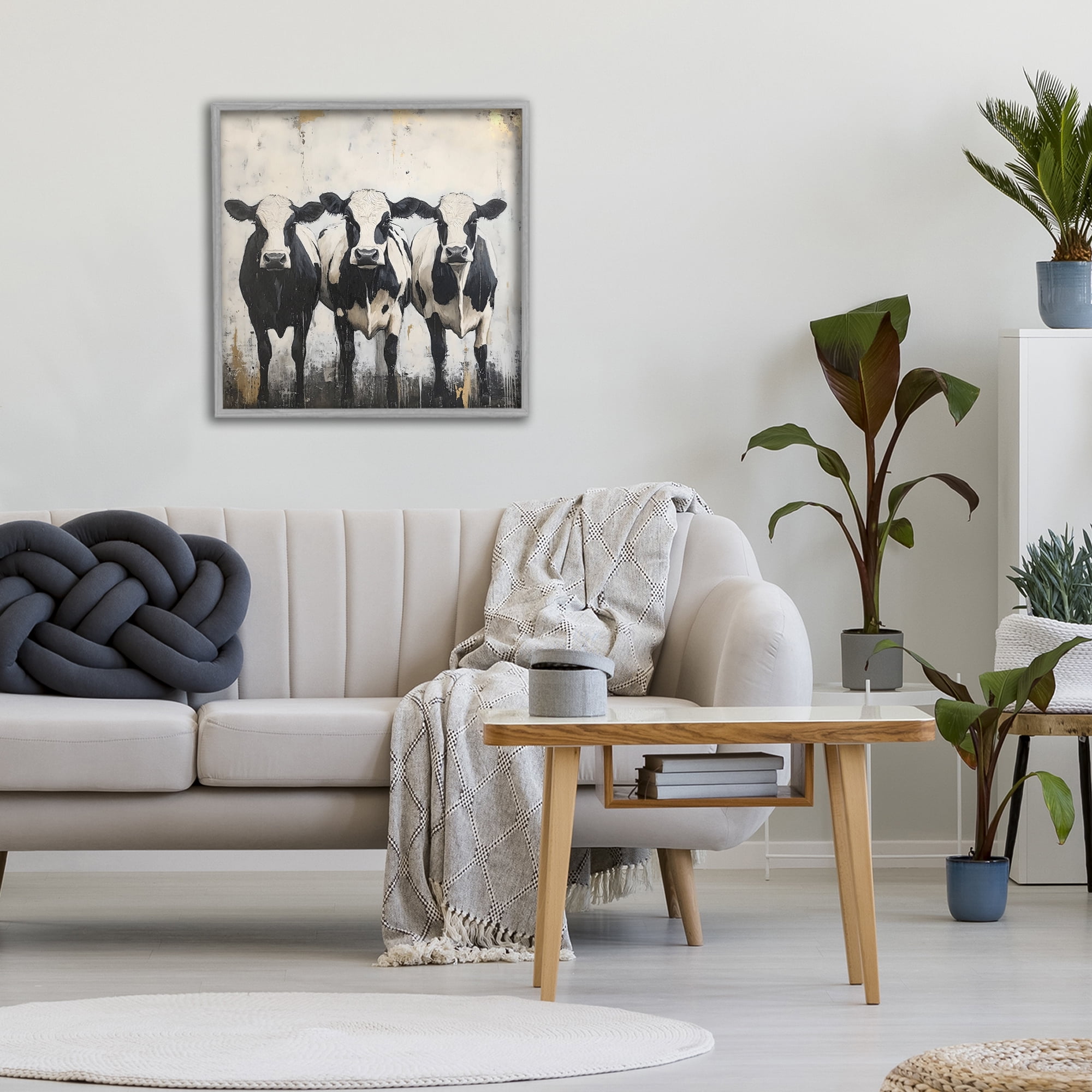 Stupell Industries Three Spotted Cows Gray Framed Giclee Art, design by Creative Studio