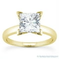 thumbnail image 2 of Square Cut Forever ONE D-E-F Moissanite 4-Prong V-Claw Solitaire Engagement Ring in 14k Yellow Gold, 2 of 4