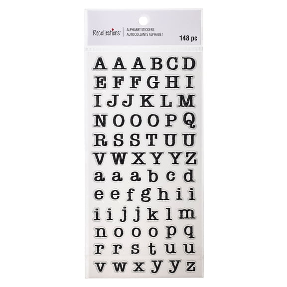 Recollections Black Typewriter Alphabet Stickers, 12 Pack