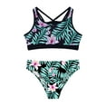thumbnail image 6 of TiaoBug Kids Girl 3 Piece Rash Guard Swimsuits Set Floral Long Sleeve Shirt Cami Crop Top and Brief Beach Swimwear Zipper Lily 8, 6 of 7