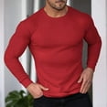 thumbnail image 2 of FRSASU Men's Shirts Long Sleeve T-Shirt Crew Neck Midweight Tees Classic Basic Casual Tops Plain Soft Shirt Red, 2 of 5