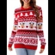 thumbnail image 1 of Suéter de Punto de Larga con Cuello Redondo para Mujer, Suéter Informal Grueso para Otoño e Invierno Rojo y XL, 1 of 10