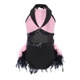 thumbnail image 3 of TSSOE Kids Girls Sequin Jazz Dance Outfit Sparkle Ballet Gymnastics Leotard Feather Skirt Dress Performance Dancewear Pink 14, 3 of 4