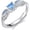 Aquamarine - March, variant on Angel Promise Ring 925 Sterling Silver Angel Wings Heart Ring Women's Angel Memorial Ring with Heart-Shaped Birthstone Promise Ring Adjustable Size 7