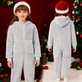thumbnail image 5 of Ulitacool Boys Romper O Neck Long Sleeve Bodysuit Hooded Jumpsuit Winter Lined Pajama Outfit For Infant Toddler Kids Playwear Casual Onesie Light Gray 1-2 Years, 5 of 8