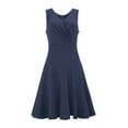 thumbnail image 4 of Women's Casual Dresses Classic Pleated A-Line Ruffles Dress V-Neck Minimalist Sleeveless Plus Size Sundress Navy Outfits for Wedding Guest XL, 4 of 7