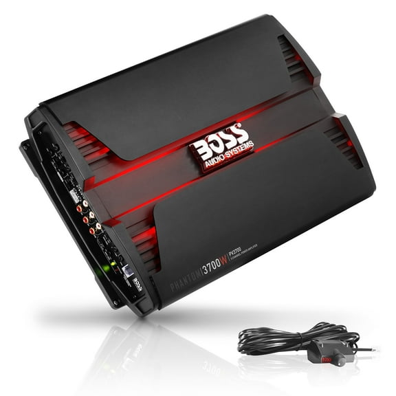 BOSS Audio Systems PV3700 Phantom Series 5 Channel Class A/B Car Amplifier – 3700 High Output, 2-8 Ohm Stable, Low/High Level Inputs, High/Low Pass Crossover, MOSFET, Hook up to Subwoofer for Bass