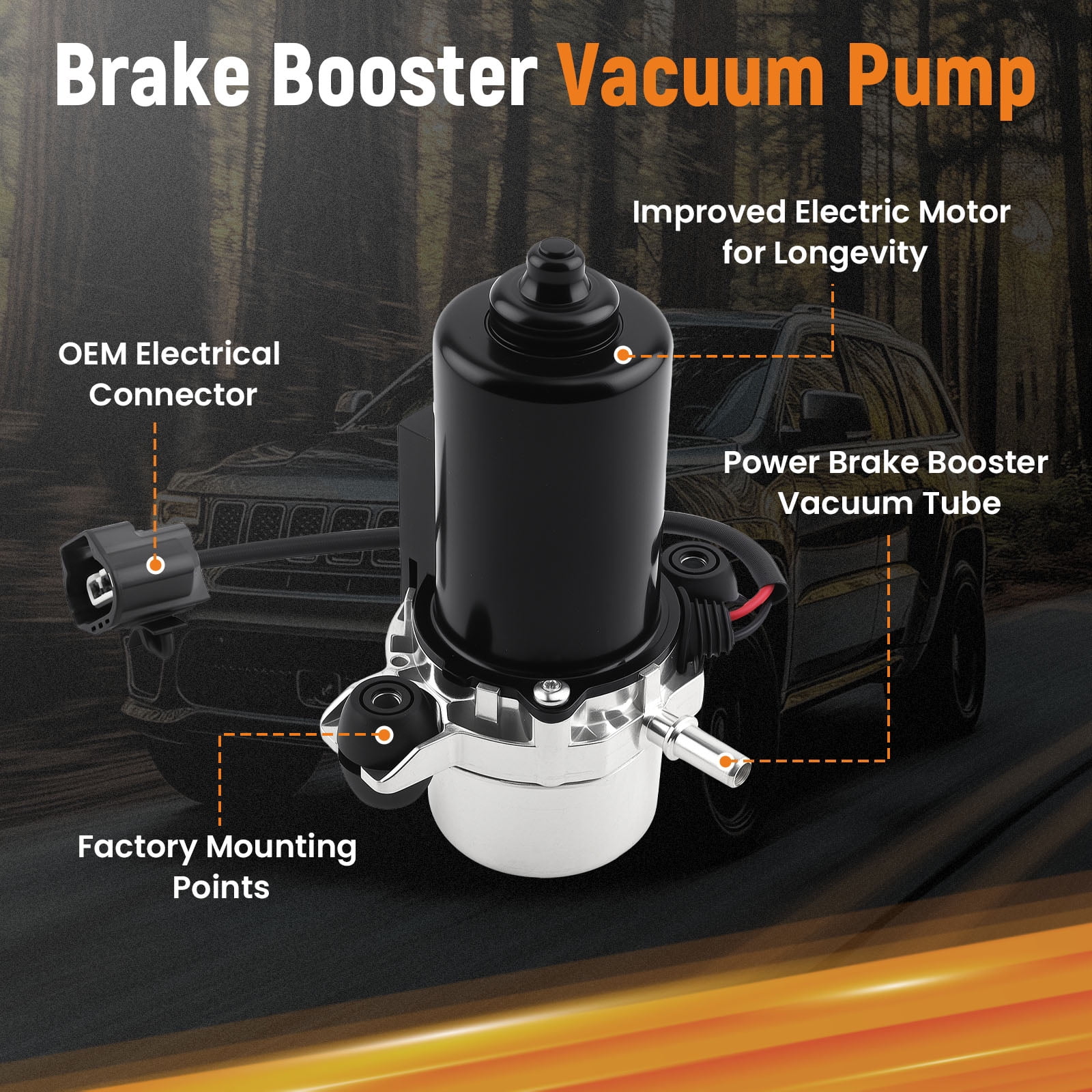 maXpeedingrods Electric Brake Booster Vacuum Pump for Jeep Grand Cherokee 3.0L 3.6L 2016-2019, for Dodge Durango 3.6L 2016-2019, 4581954AB, 4581954AA