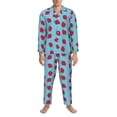 thumbnail image 3 of Honeii Strawberries Pattern Mens Pajamas Set,2pcs Men's Lounge Long Sleeve Sleep Shirt and Pajama Bottoms Sleepwear Set,Mens Pjs Sets-XX-Large, 3 of 7