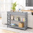 thumbnail image 2 of KOTEK Console Table with Drawer and Storage Shelves, Narrow Sofa Table for Living Room, Easy Assembly, 3-Tier Entryway Table with Storage for Hallway (Grey), 2 of 18