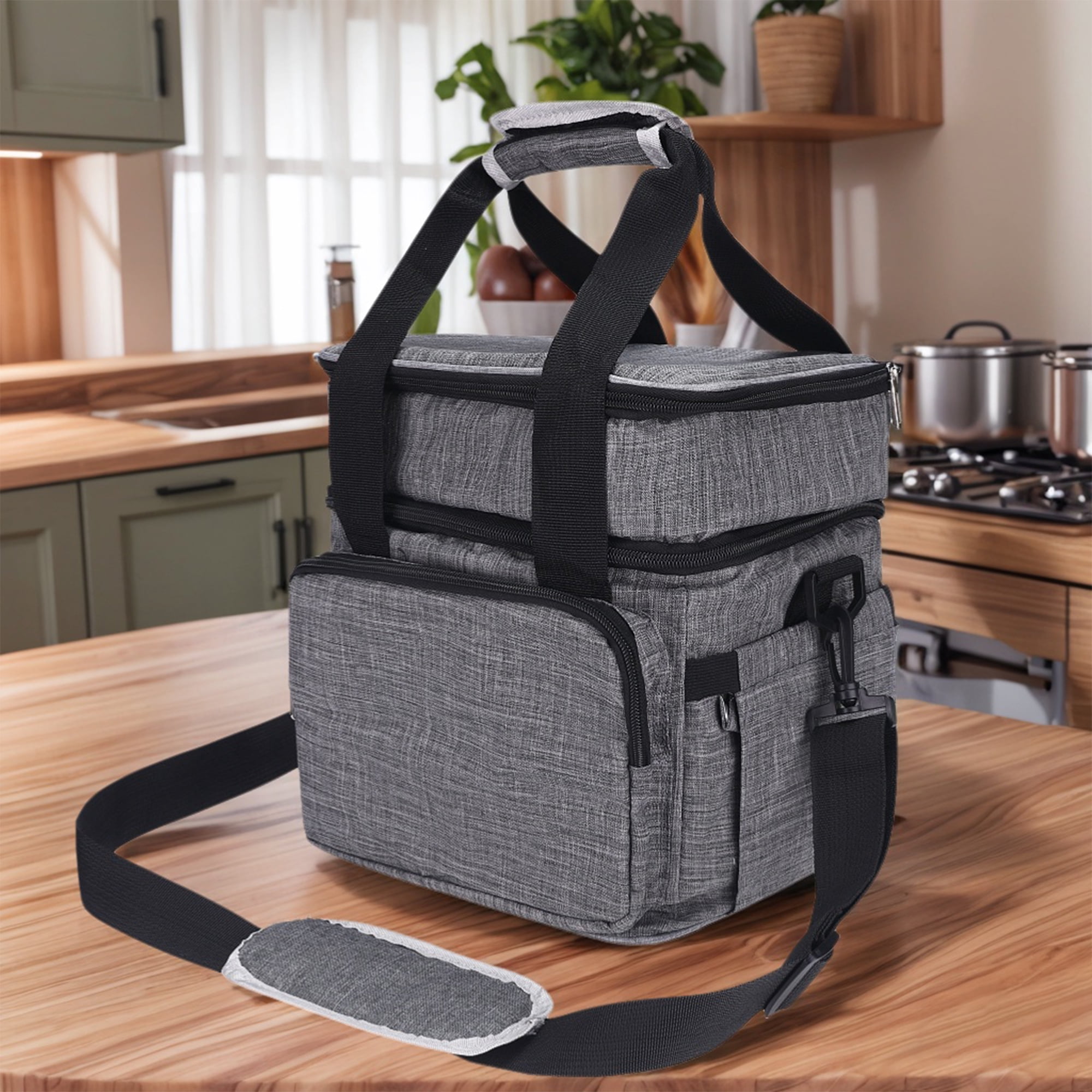 Unique Bargains Insulated Lunch Bag for Work, Office, Picnic Gray
