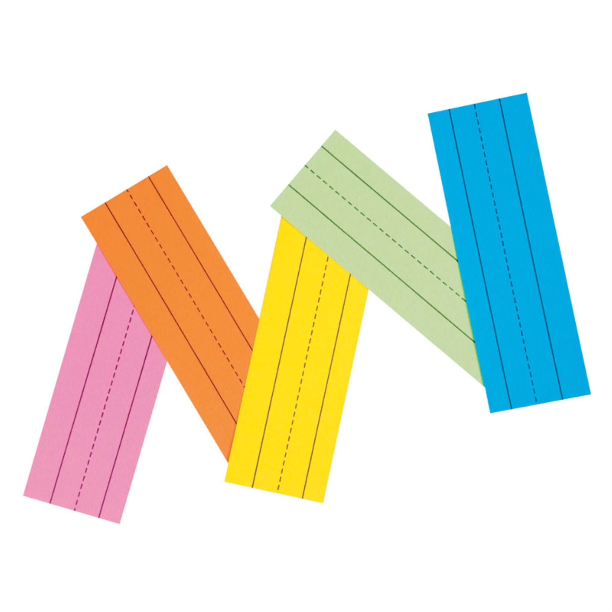 Super Bright Flash Cards, 5 Assorted Colors, 1-1/2' x 3/4' Ruled 3' x 9', 100 Cards