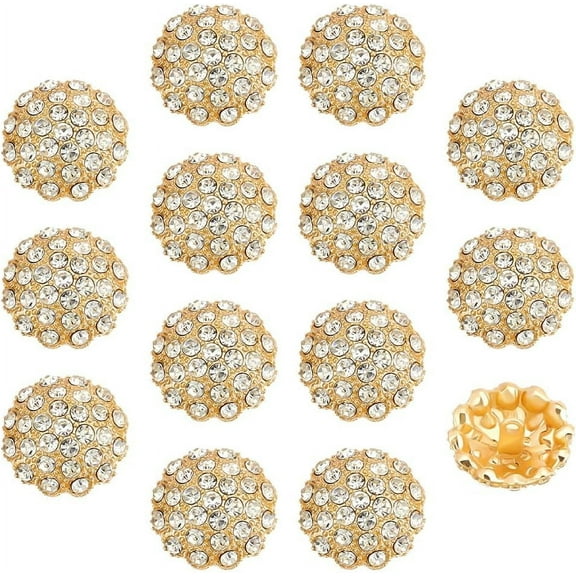 14pcs Flower Rhinestone Buttons Sew on Clothing Buttons 1-Hole Alloy Shank Buttons Golden Rhinestone Buttons Crystal Embellishments Button
