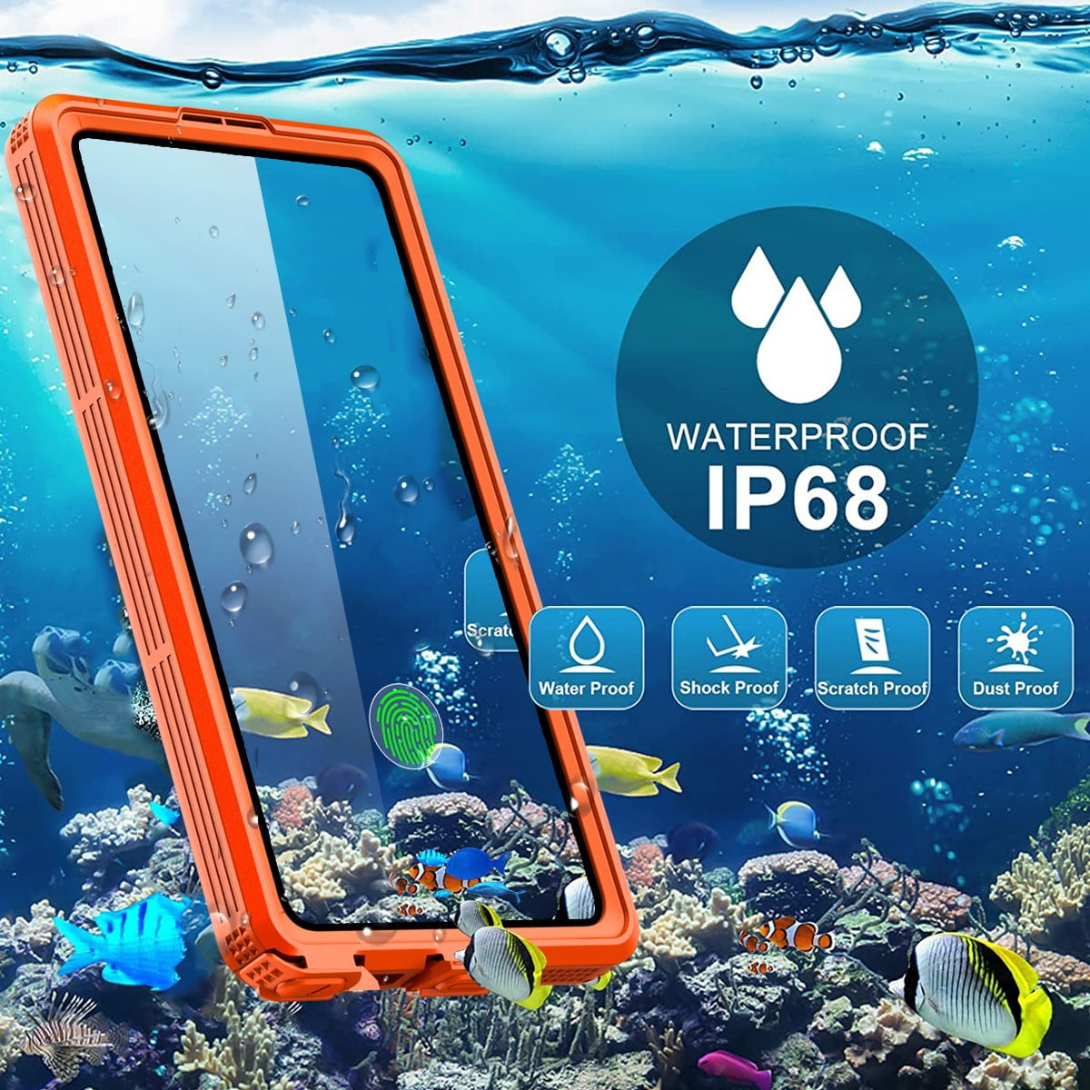 AICase Waterproof Case Cover for Samsung Galaxy S26 Ultra, IP68 Waterproof Full Body Protective Shockproof Case with Build in Screen Protector Anti-Scratch Cell Phone Case,Orange