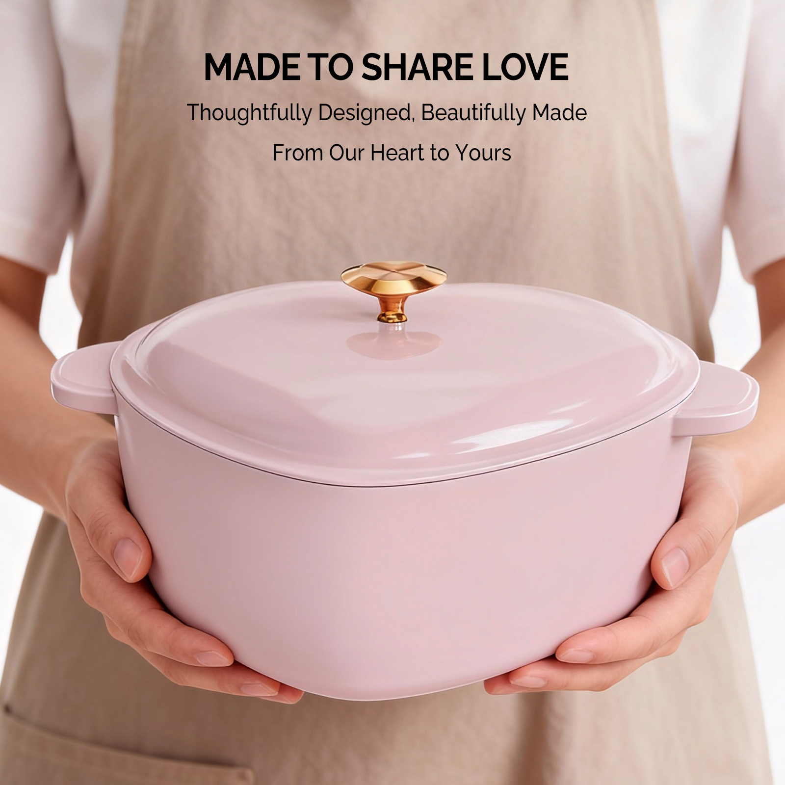4qt Heart-Shaped Cooking Pot, 24cm Inner Diameter
